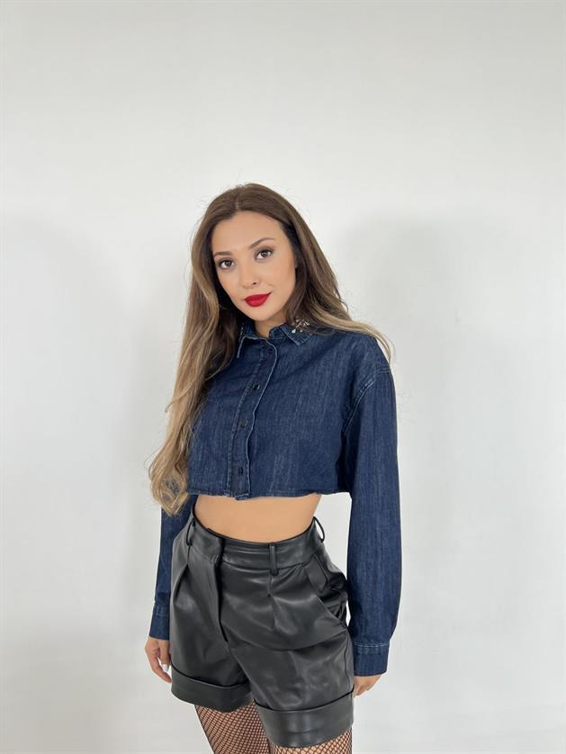 Wholesale Womens Denim Blouse-Blue