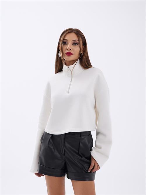 Wholesale Knit Striped Oversize Turtleneck Ecru-Black