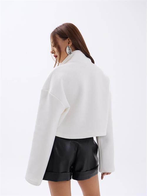 Wholesale Knit Striped Oversize Turtleneck Ecru-Black