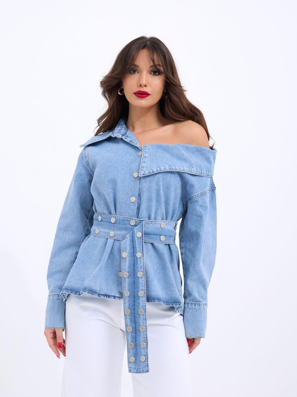 Wholesale WomenS Cotton Shırt-Blue