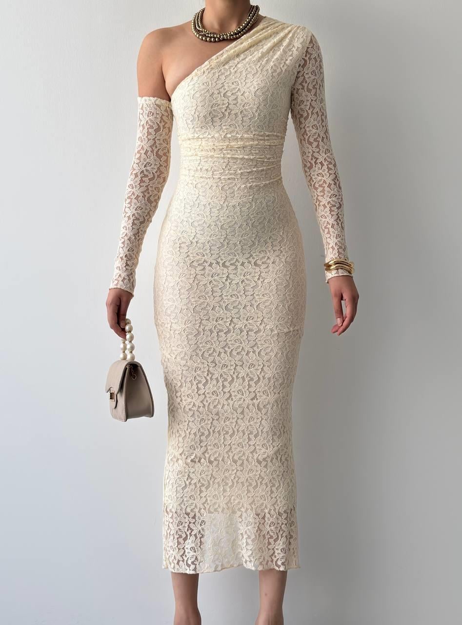 Bees One Shoulder Detailed Dress