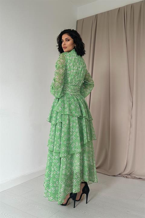 Wholesale Green Waist Detailed Dress