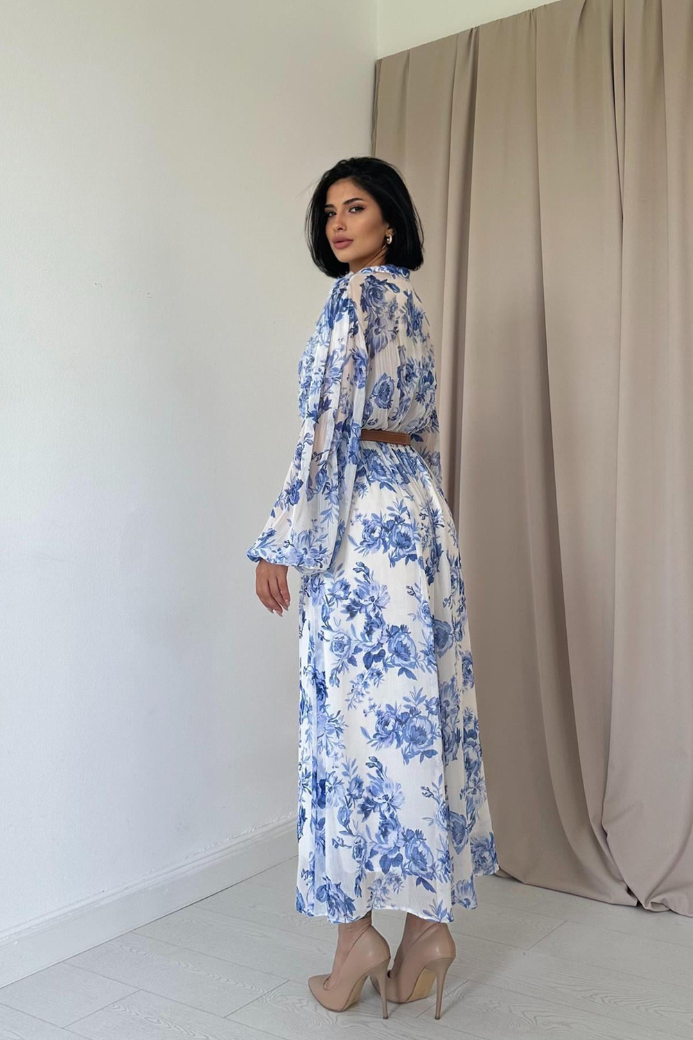 Wholesale Blue Lace Detailed Dress