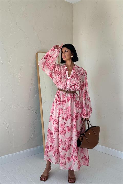 Wholesale Pink Lace Detailed Dress