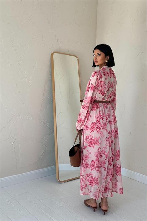 Wholesale Pink Lace Detailed Dress