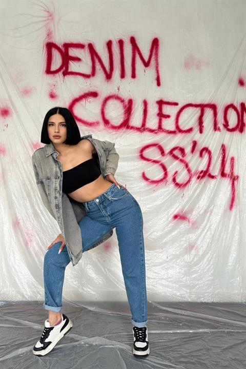 Toptan Mavi Boru Paça Jeans Pantolon