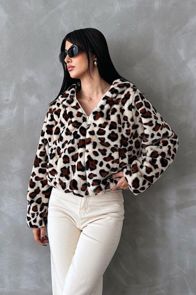 Bskılı Pejuş Toptan Mont - Açık Taş Leopar