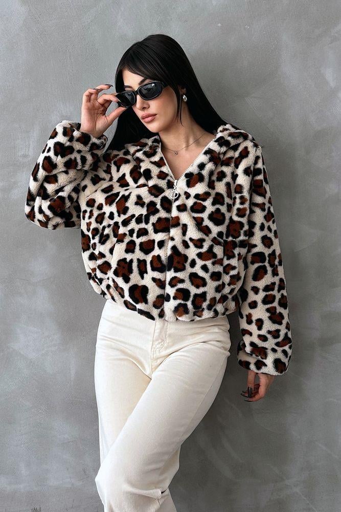 Bskılı Pejuş Toptan Mont - Açık Taş Leopar