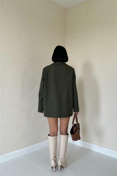 Wholesale Khaki Striped Oversized Jacket
