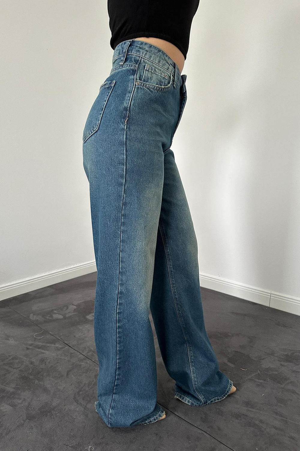 Wholesale Comfy Jeans Trousers - Navy Blue
