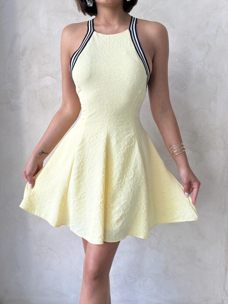 Sleeveless Dress with Stripe - Yellow