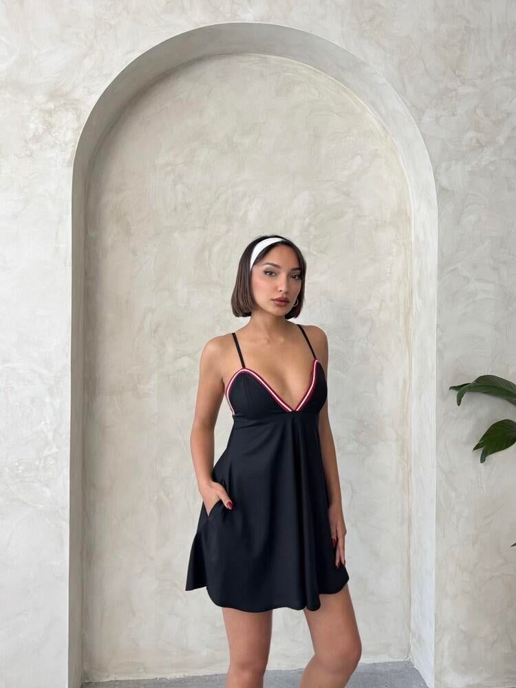D 2793 STRAPPED DRESS - BLACK