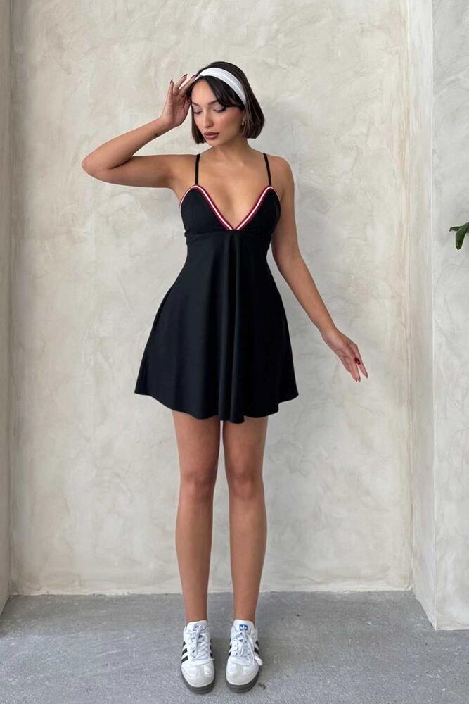 D 2793 STRAPPED DRESS - BLACK