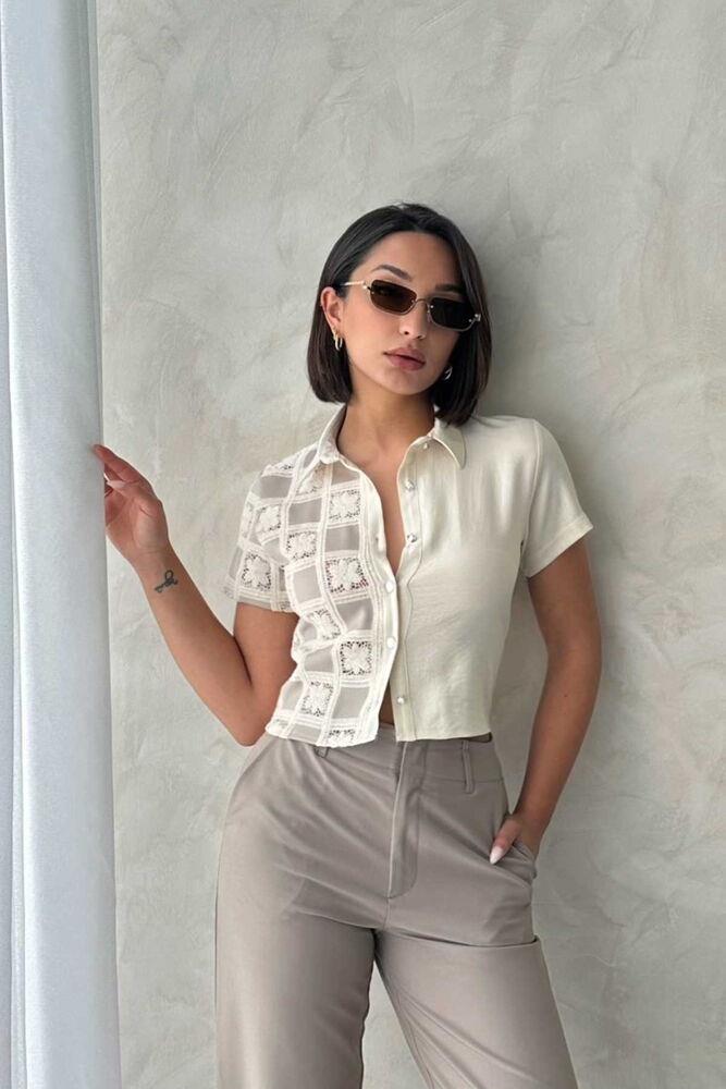 Dantel Detaylı Gömlek - Taşa Taş