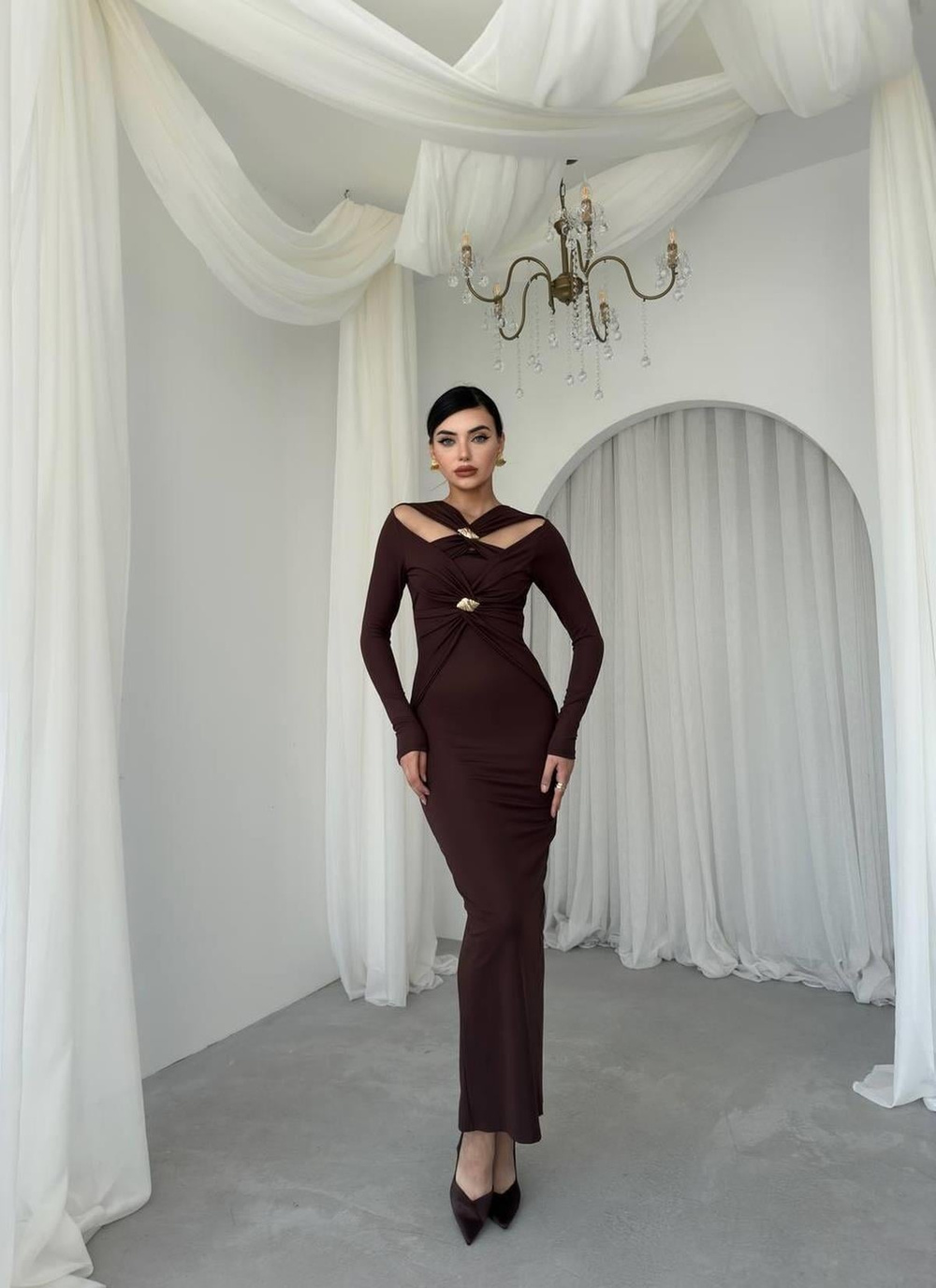 Dande Brooch Detailed Dress