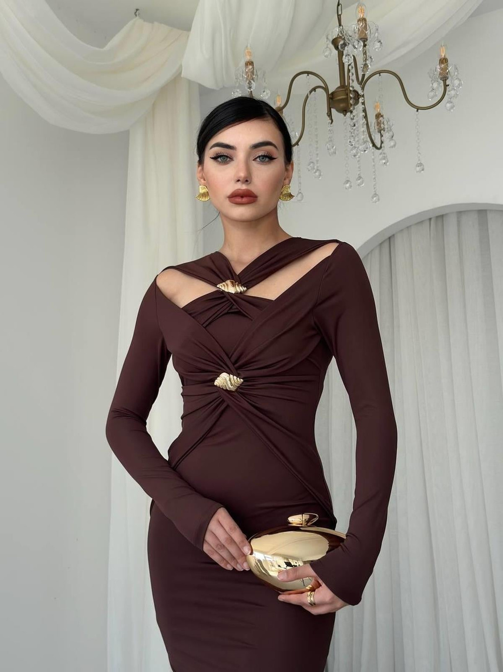 Dande Brooch Detailed Dress