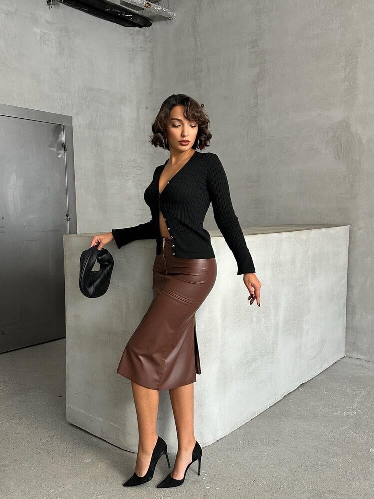 Leather Wholesale Skirt - Coffee