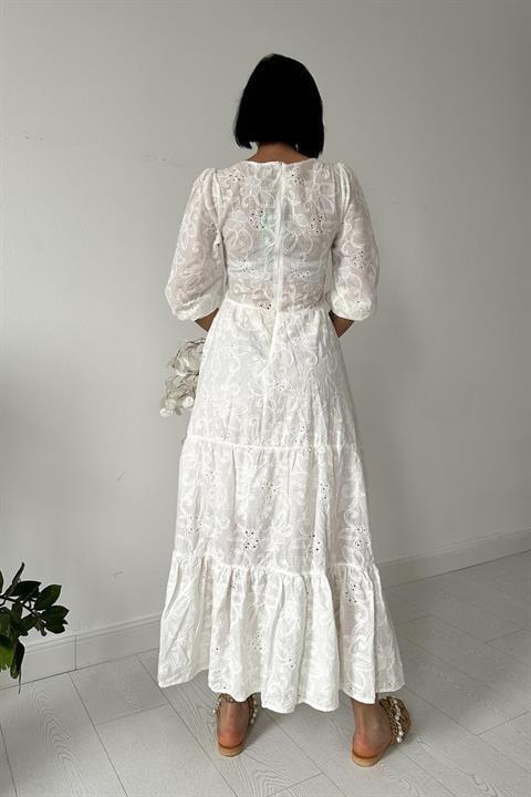 Wholesale White Lace Embroidered Dress