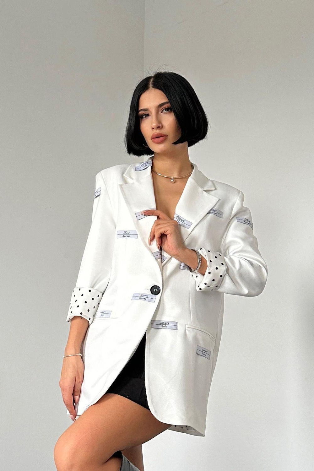 Wholesale Label Detailed Jacket - Ecru