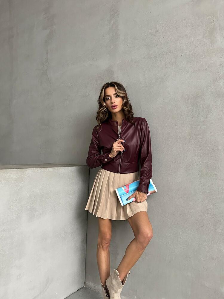 F- Leather Wholesale Coat - Burgundy