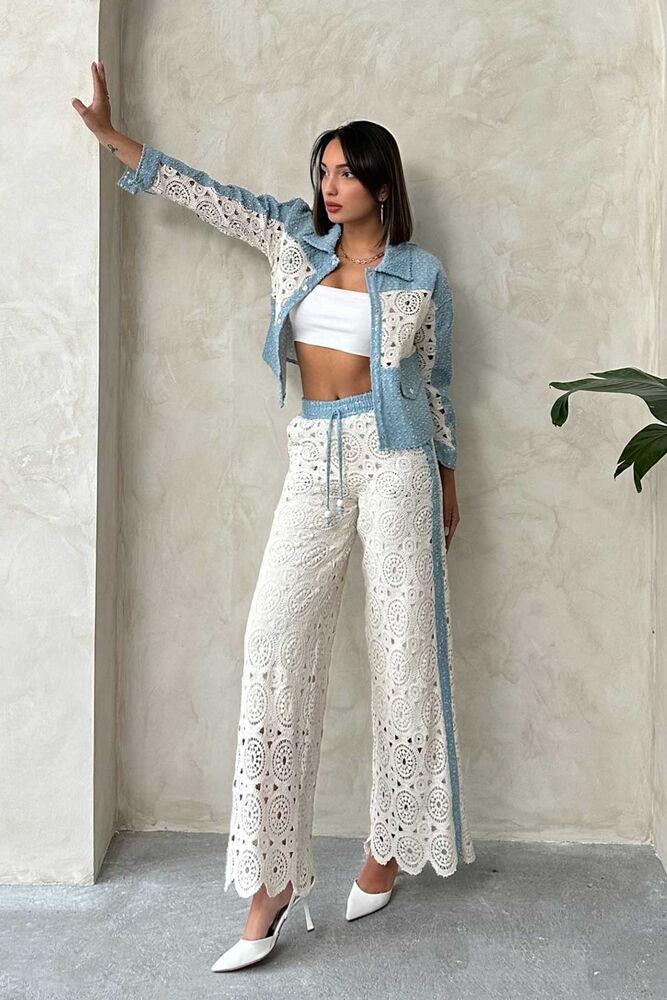 F 1759 Denim Detailed Lace Trousers - Raw