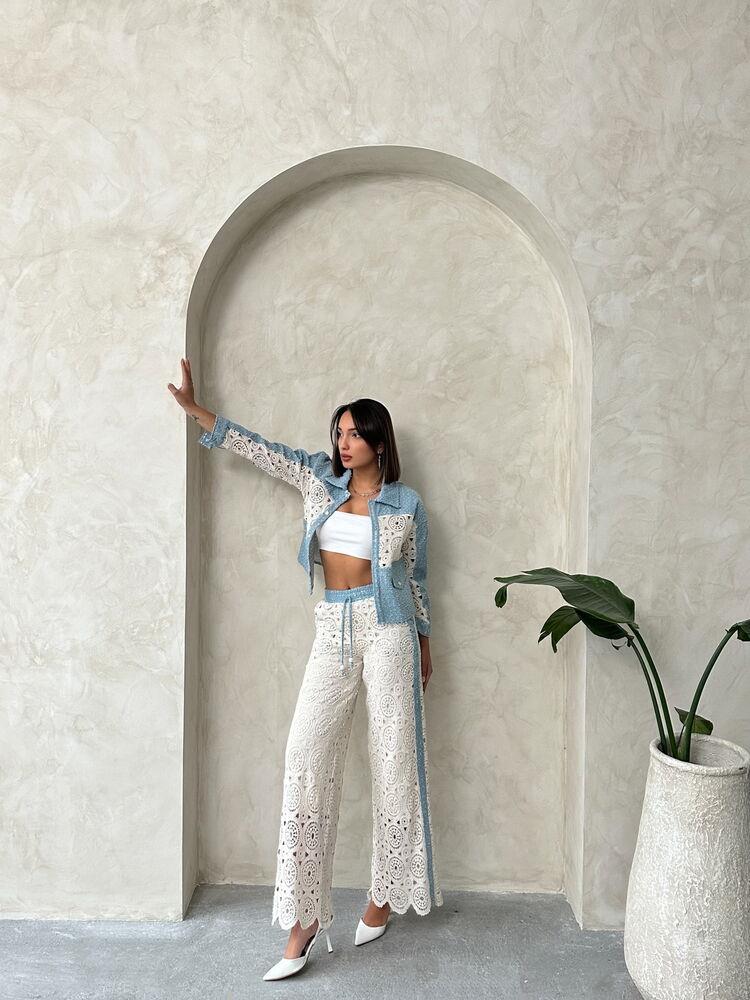 F 1759 Denim Detailed Lace Trousers - Raw