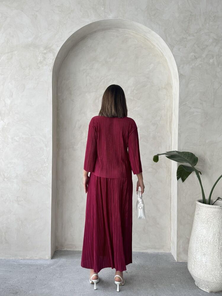 F 1913 PLEATED SKIRT - CLARET RED