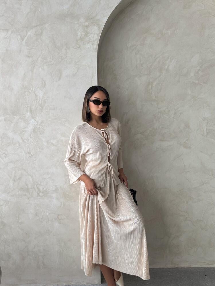 F 1913 PLEATED SKIRT - STONE