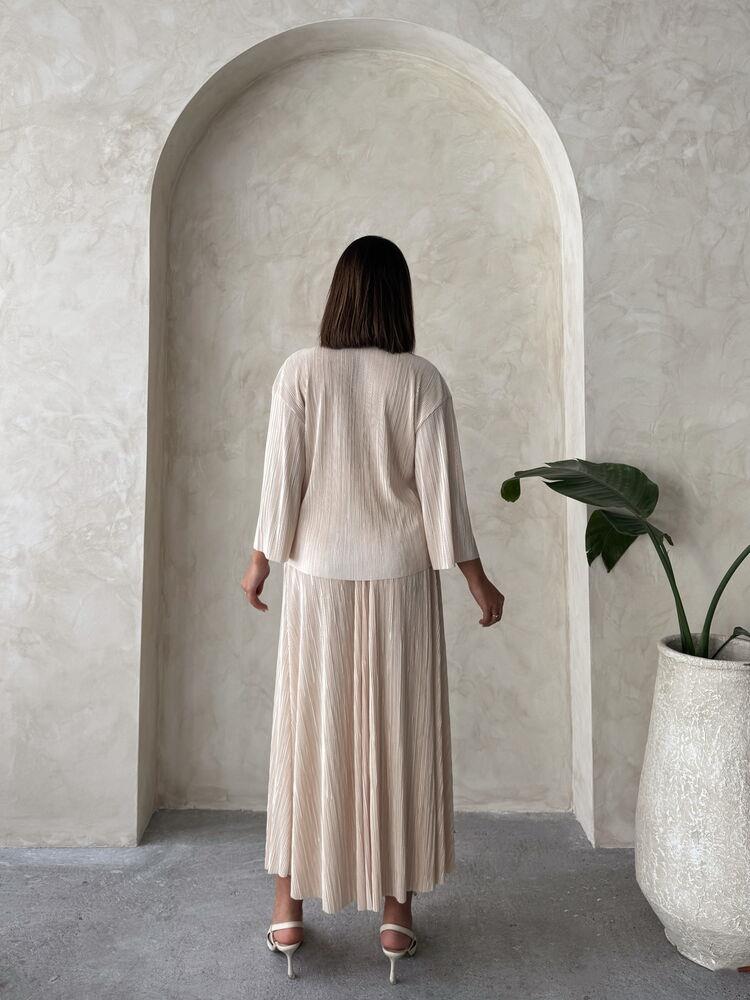 F 1913 PLEATED SKIRT - STONE