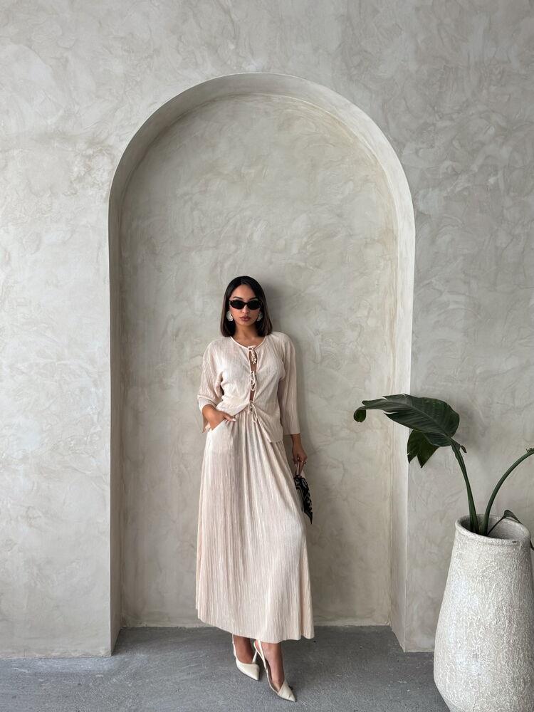 F 1913 PLEATED SKIRT - STONE