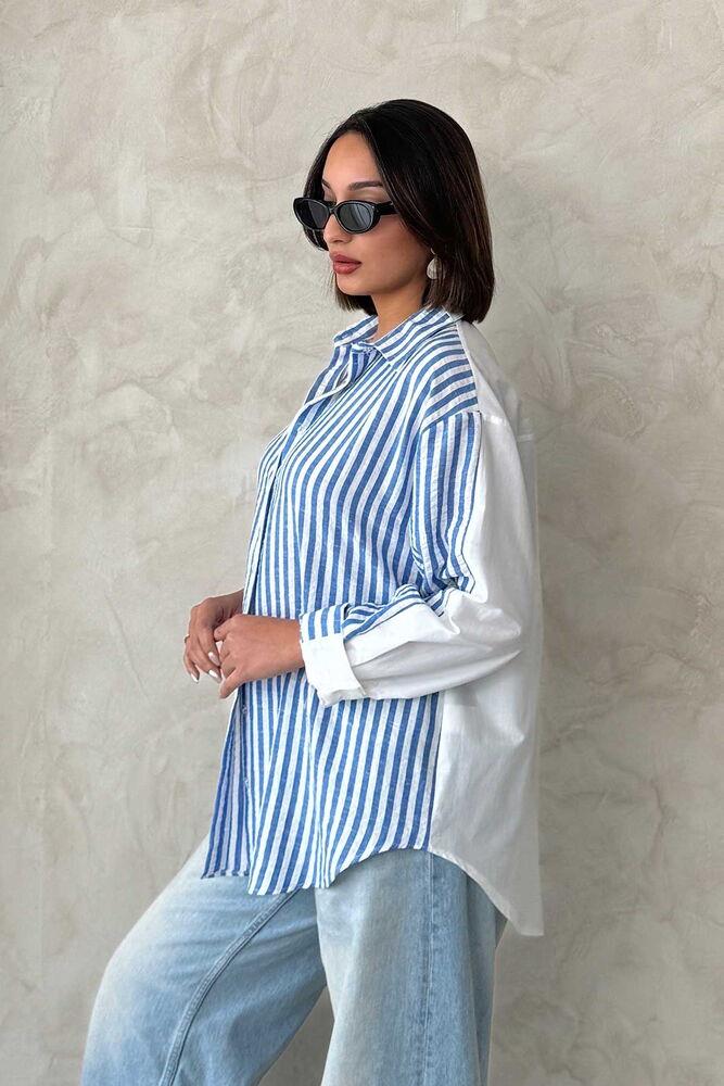 F 1919 STRIPED LINEN SHIRT - LIGHT BLUE