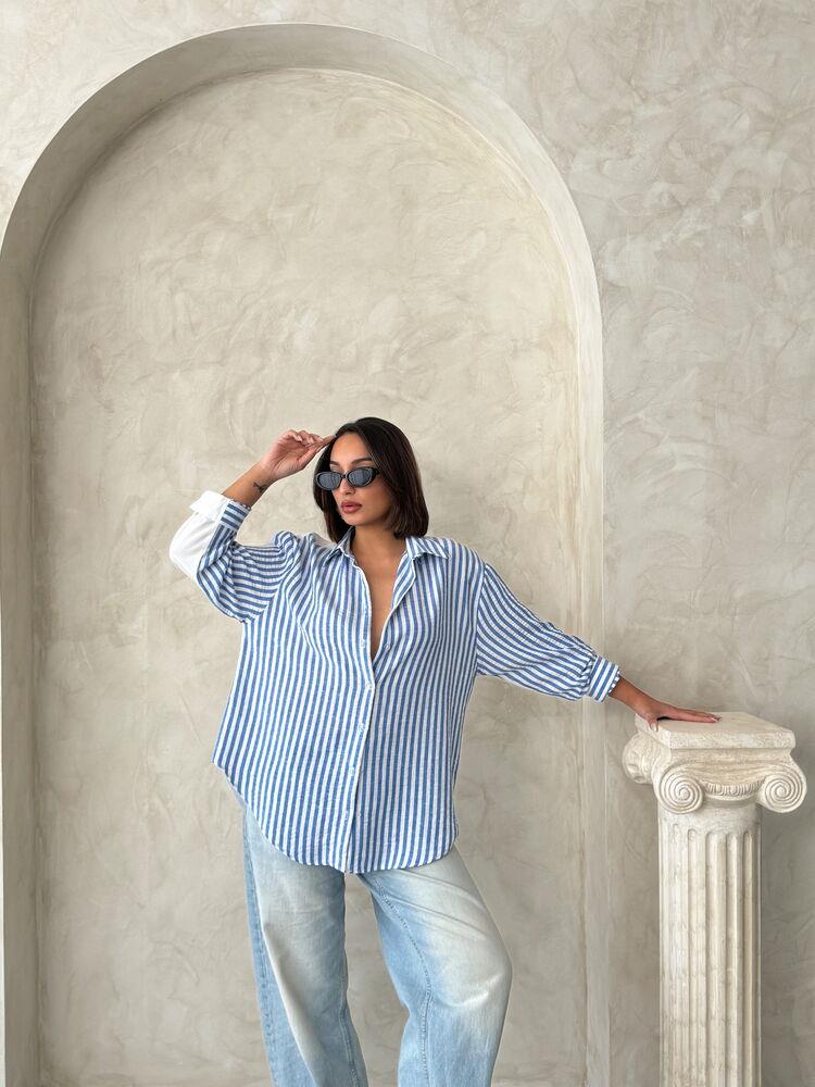 F 1919 STRIPED LINEN SHIRT - LIGHT BLUE