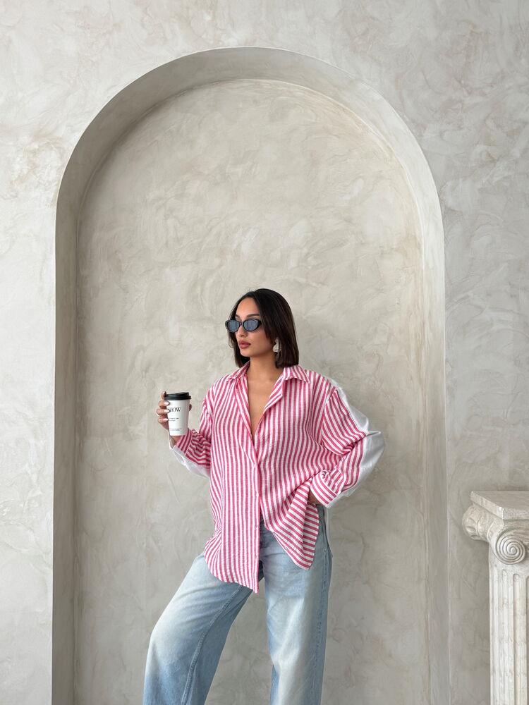 F 1919 STRIPED LINEN SHIRT - Fuchsia