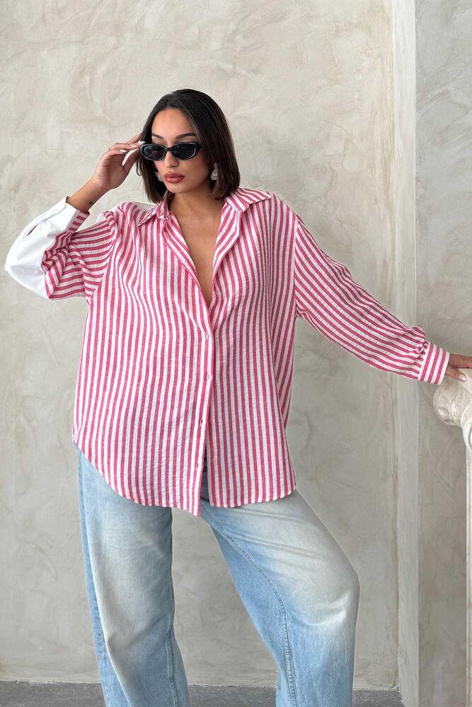 F 1919 STRIPED LINEN SHIRT - Fuchsia