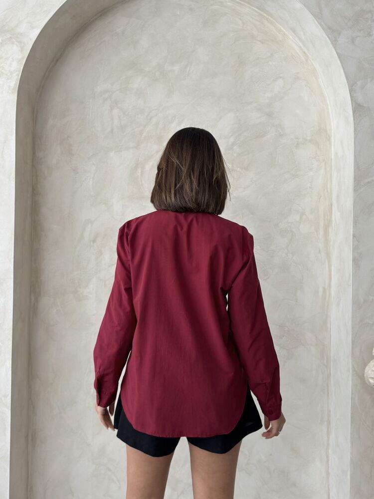 F 1925 SHIRT WITH FLOWER DETAILED - CLARET RED