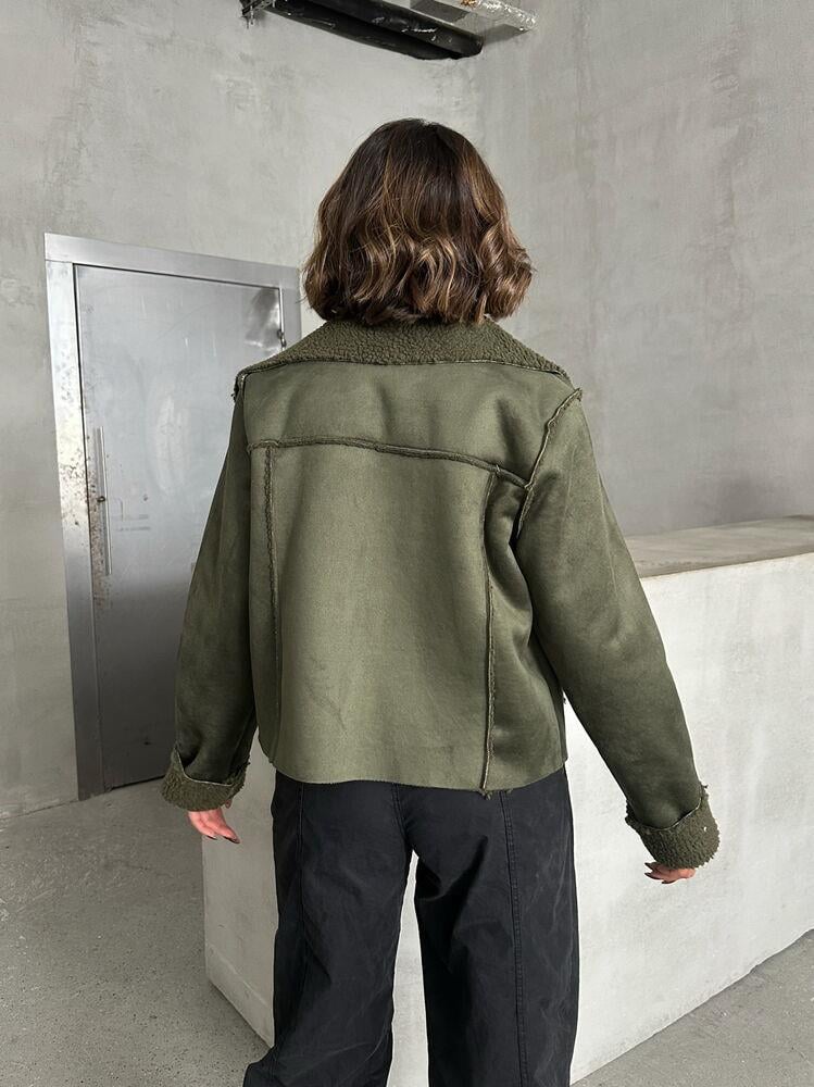 F Suede Plush Wholesale Coat - Khaki Khaki