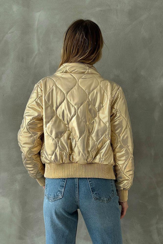 Shiny Wholesale Coat with Zipper - Gold