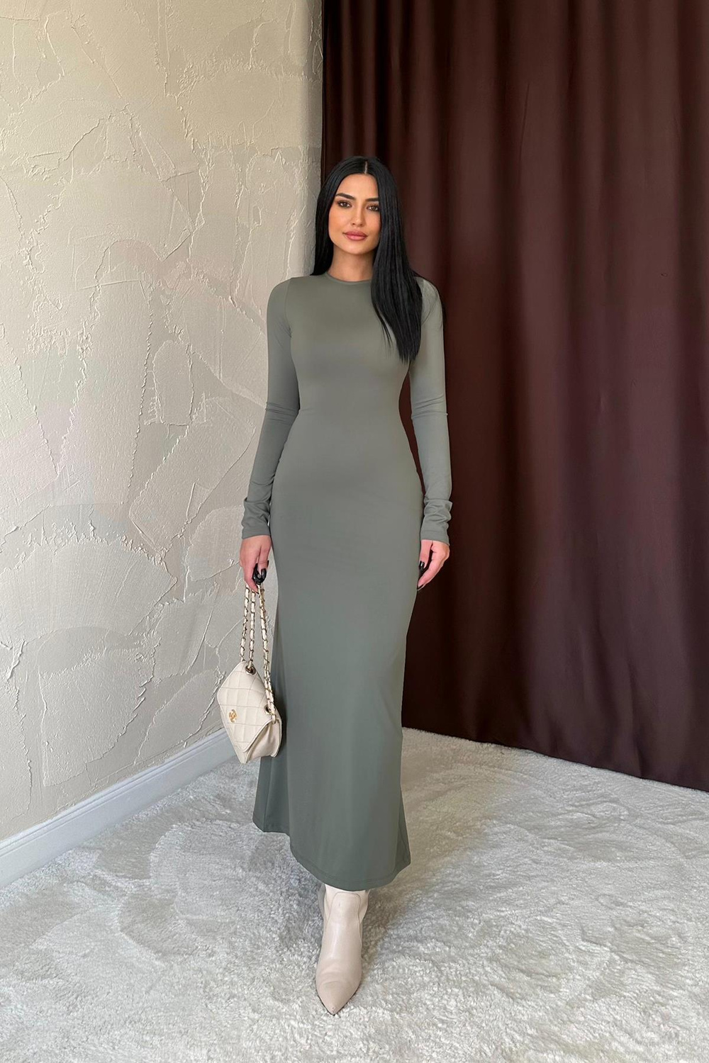 Wholesale Khaki Long Bodycon Dress