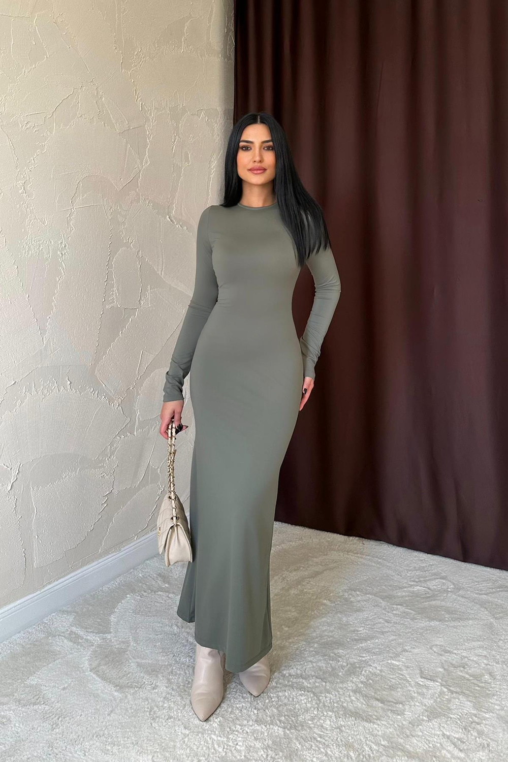 Wholesale Khaki Long Bodycon Dress