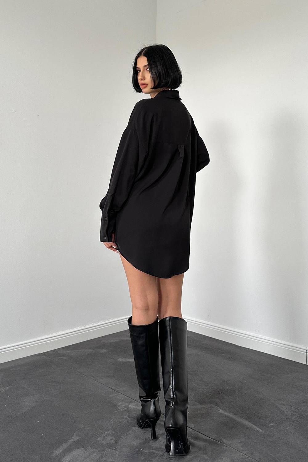 Wholesale Jesica One-Piece Lace-up Shirt - Black