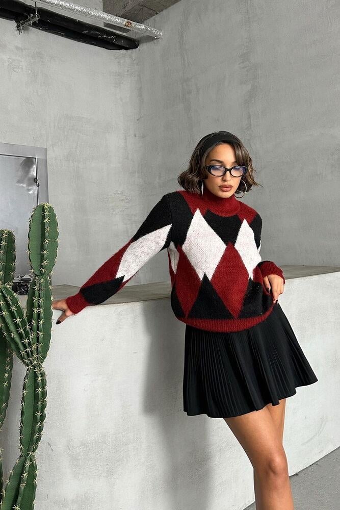 K- Knitwear Wholesale Sweater - Burgundy