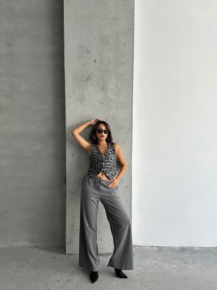 Cashmere Wholesale Vest - Gray Leopard