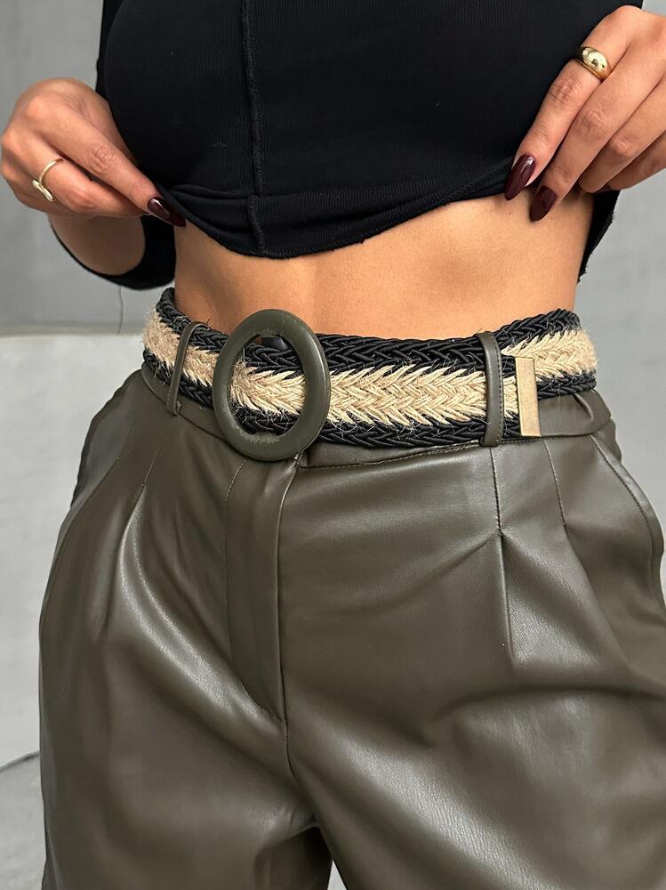 Leather Wholesale Shorts with Belt - Khaki