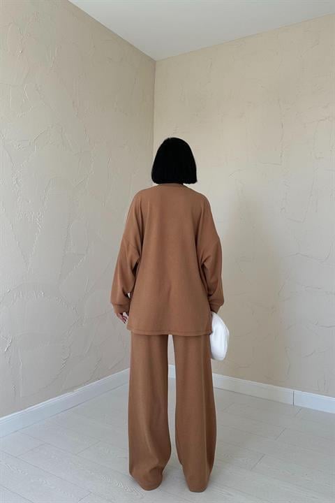 Wholesale Camel Ribbed Two-Piece Set