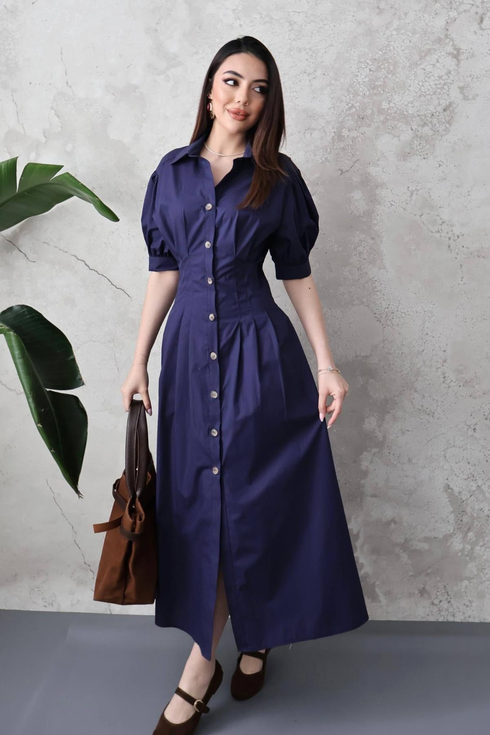Wholesale Navy Poplin Shirt Dress