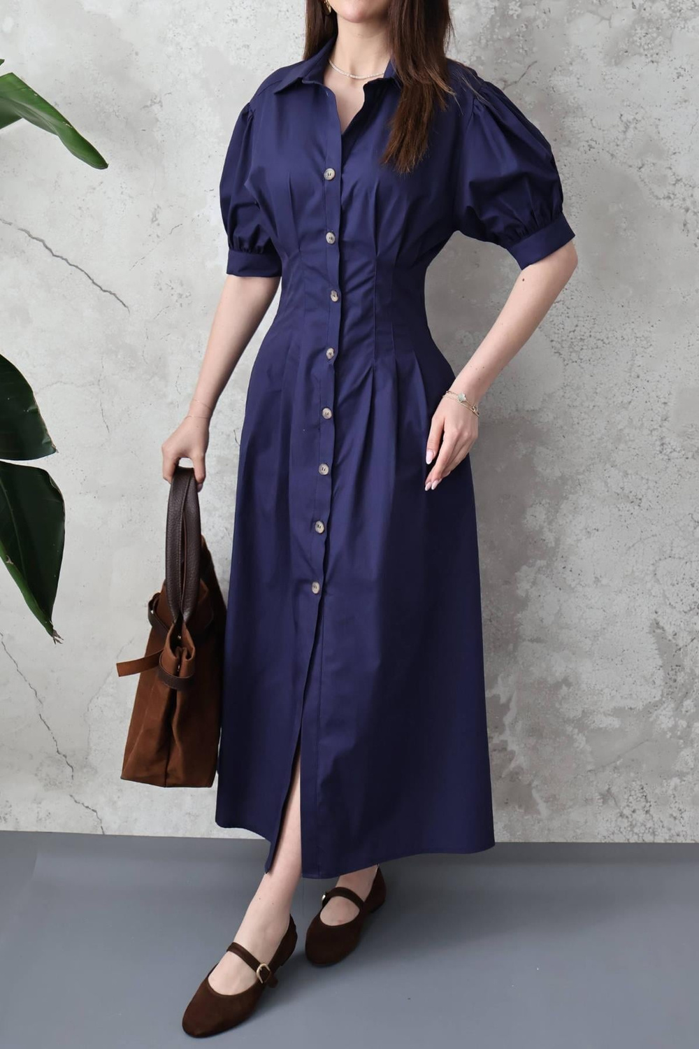 Wholesale Navy Poplin Shirt Dress