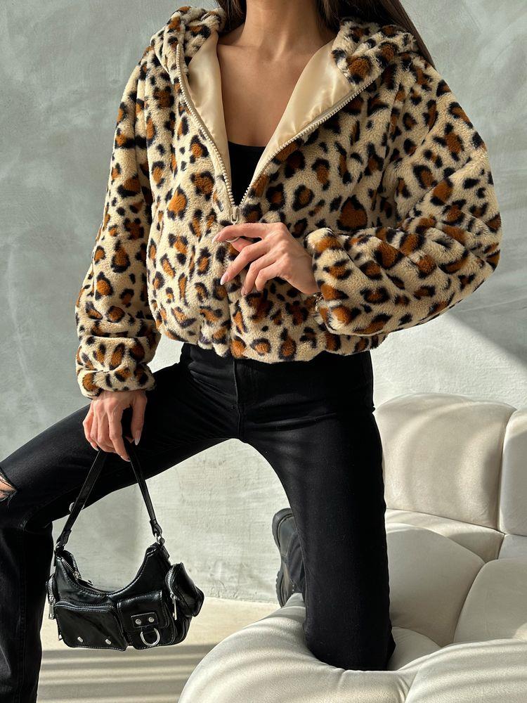 Leopard Look Plush Wholesale Coat - Dark Stone Leopard
