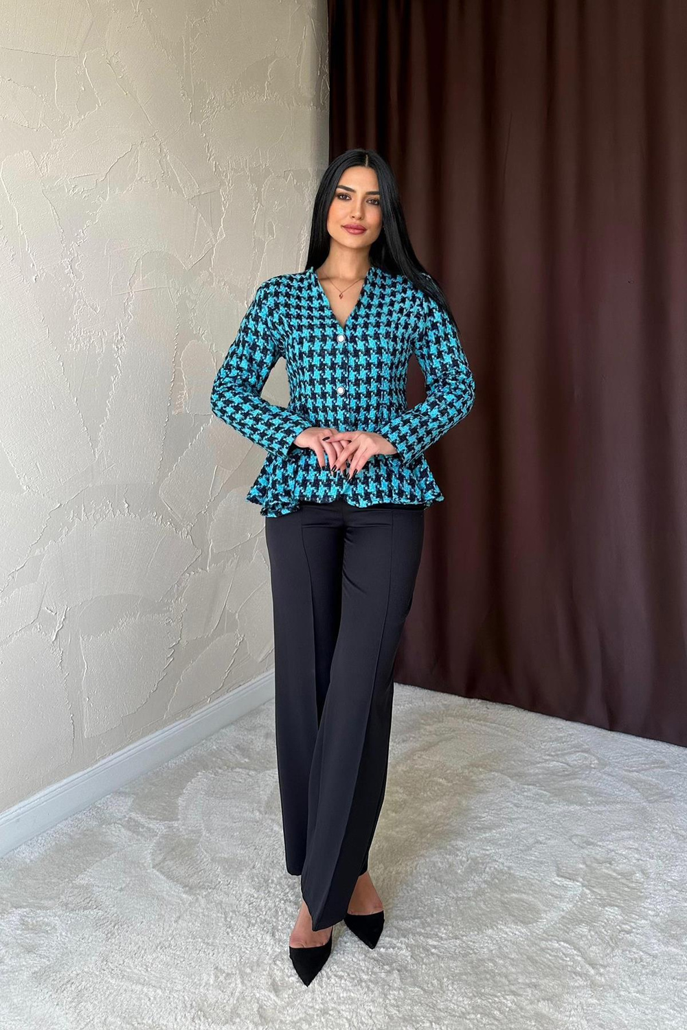 Wholesale Blue Back-Bow Detail Blazer