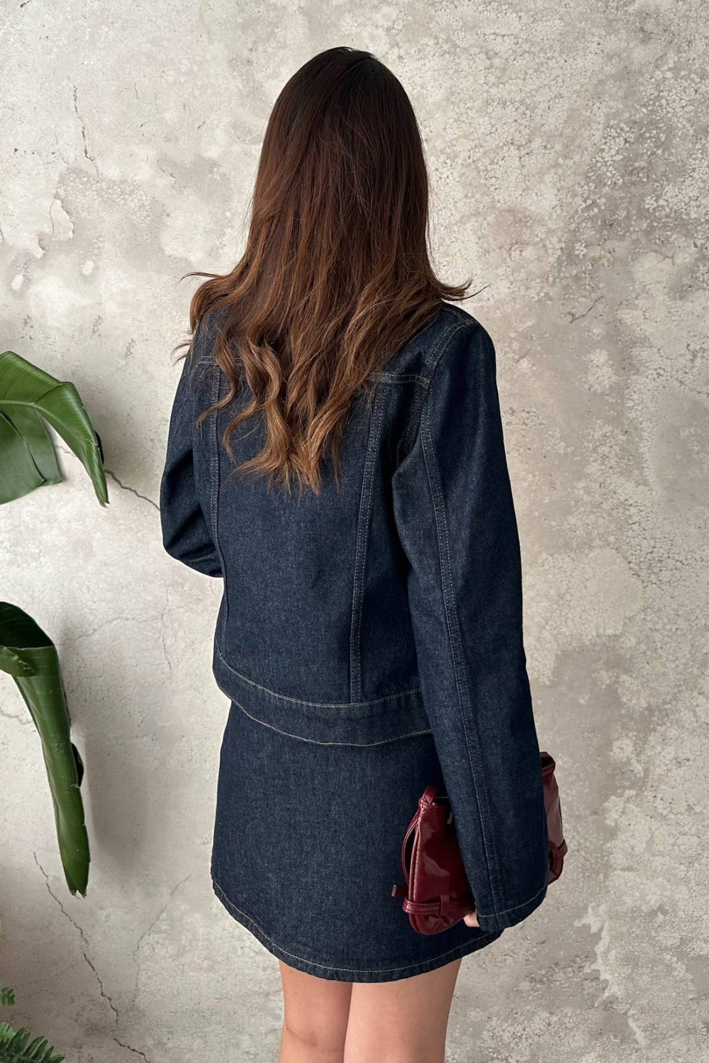 Wholesale Womens Navy Denim Jacket and Skirt Set