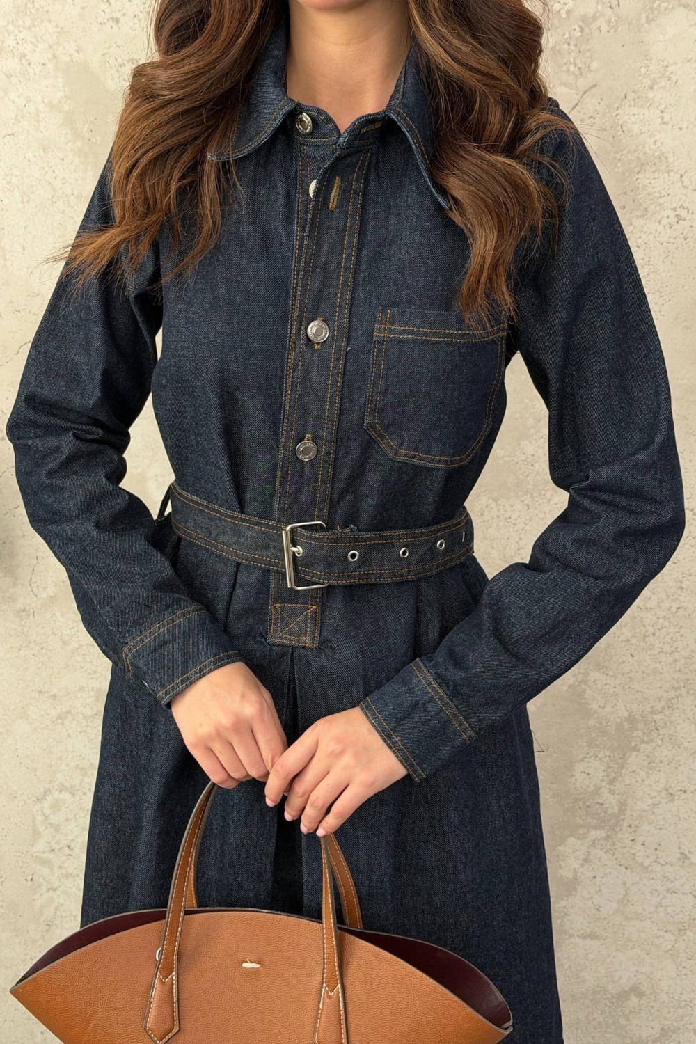 Wholesale Womens Navy Long Denim Dress